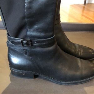 Beautiful Vince Camuto black leather/ stretch fabric boots